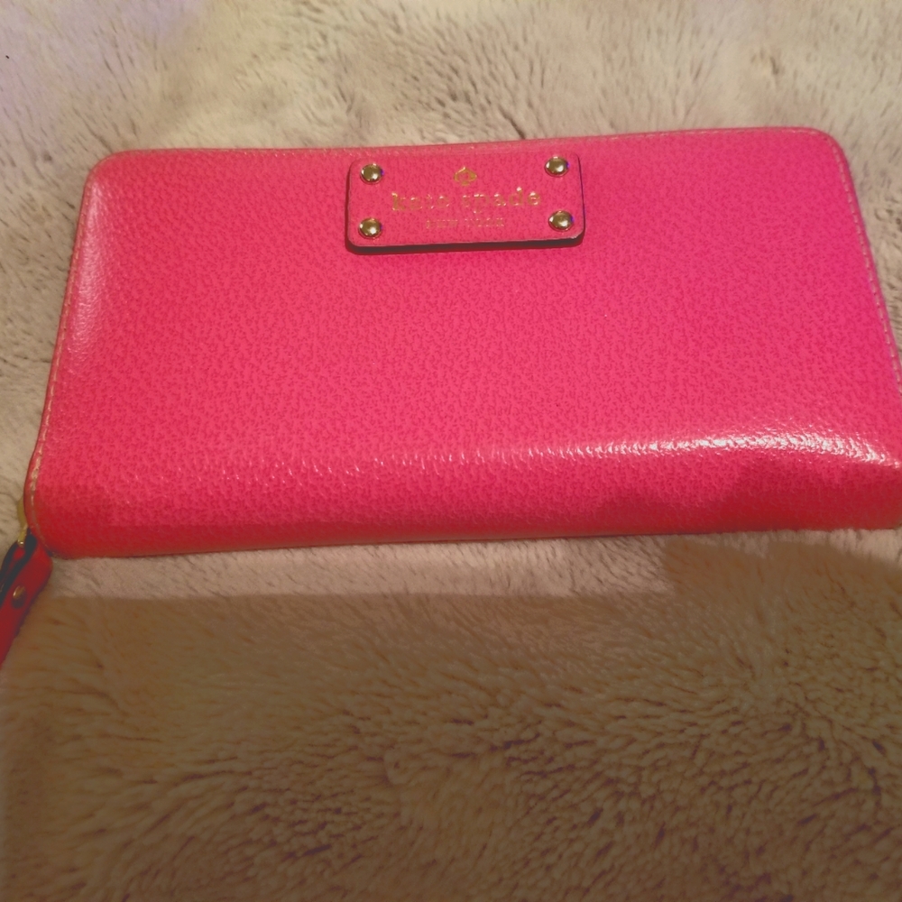 Vintage Kate Spade Bright Pink Zippered Wallet